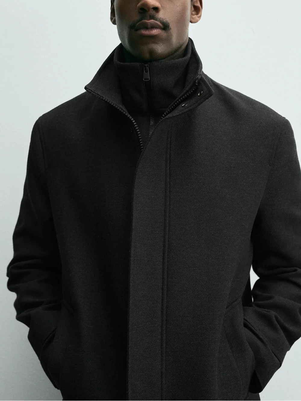 New with tags! Zara Men's Black Stand-Removable Collar Coat